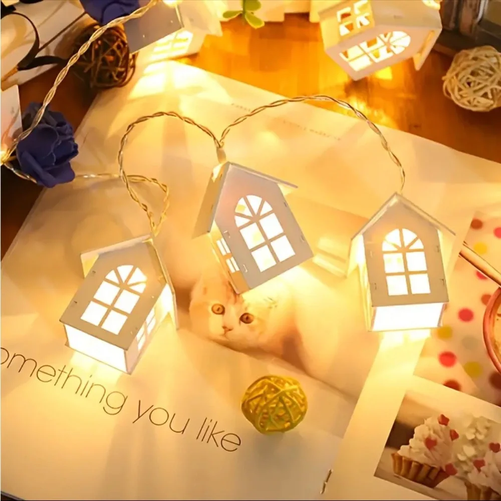 Christmas Strand Light, Mini Cabin Christmas Lights, Mini Cabin Holiday Lights